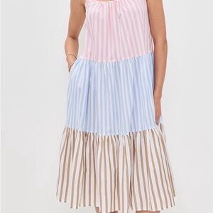 Le Bop Weekend Striped Tiered Midi Dress